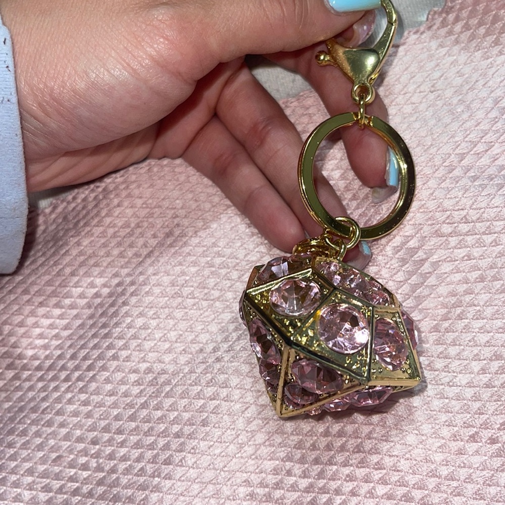 Vintage Pink Crystal Diamond Keychain
